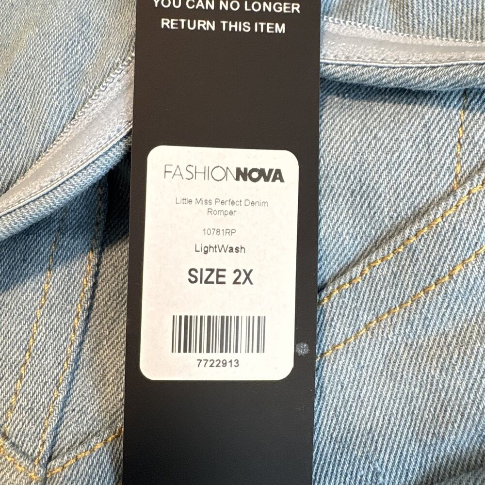 Fashion Nova Women's Little Miss Perfect Denim Romper Strapless Y2K Coquette 2X - Picture 7 of 9